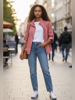 LAFAYETTE 148 NY Coral Metallic Shimmer Open Front Light Roll Cuff Blazer 8 VGC!